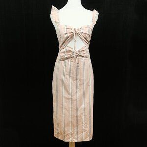 NWT Wayf Women'S Pink Striped Cutout V-Neck Sleeveless Midi Dress Size XS $210